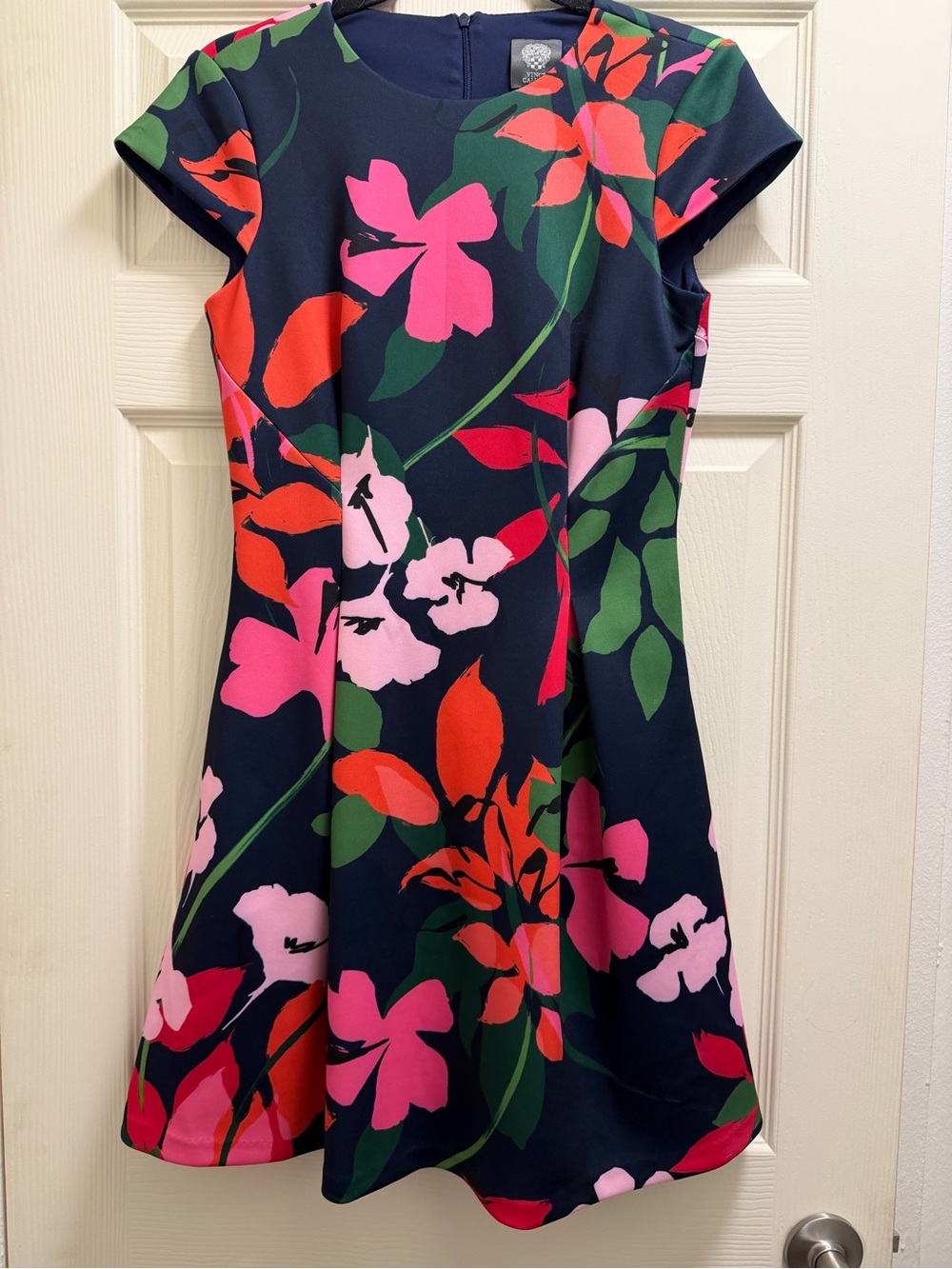 Vince Camuto Navy Fit-and-Flare Dress- BEAUTIFUL CONDITION - Picture 2 of 8